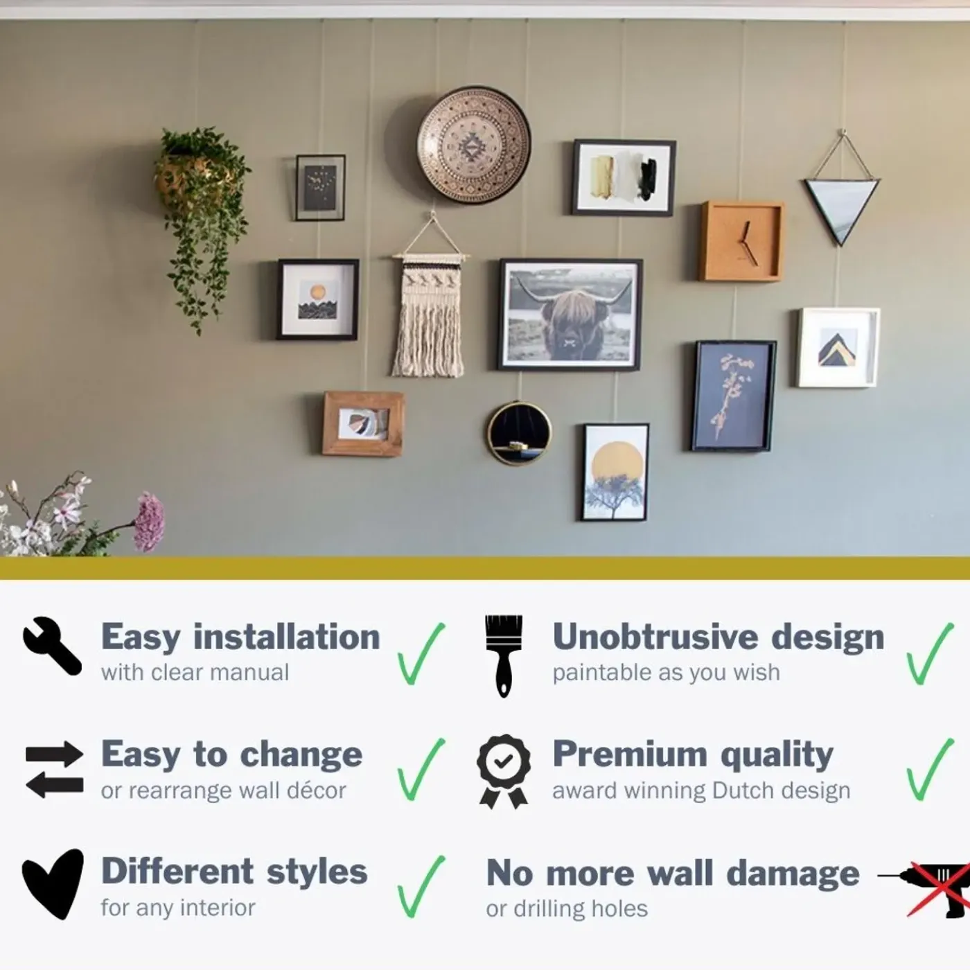 STAS picture hanging systems Stas Ophangkoorden - Cobra + Perlon Koord (set Van 4 Stuks)