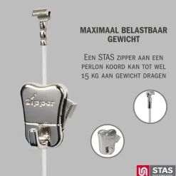 STAS picture hanging systems Stas Schilderijrail - Ophangsysteem Schilderijen - Minirail -150 Cm - Complete Kit - Wit