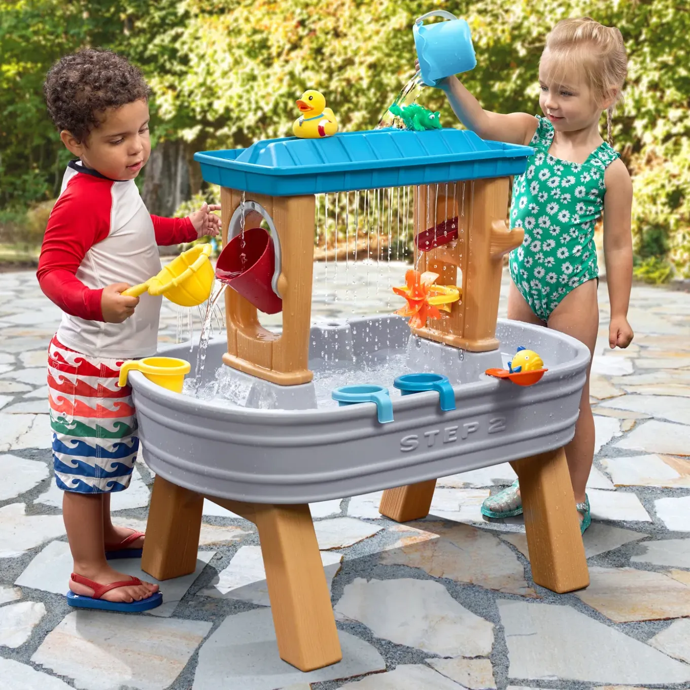 Step2 Rain Showers Splash Tub Watertafel 90cm Kunststof Grijs & Blauw