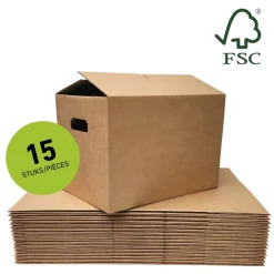 Pack and Post Stevige Verhuisdozen - 15 Stuks – Handige Autolock – FSC - Standaard Formaat Verhuisdoos – 51 Liter