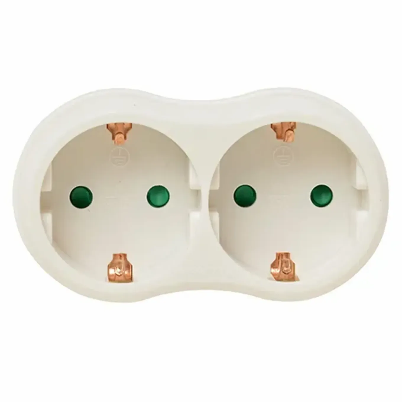 Stopcontact Splitter 2 Voudig Wit Horizontaal Met Randaarde - 41259