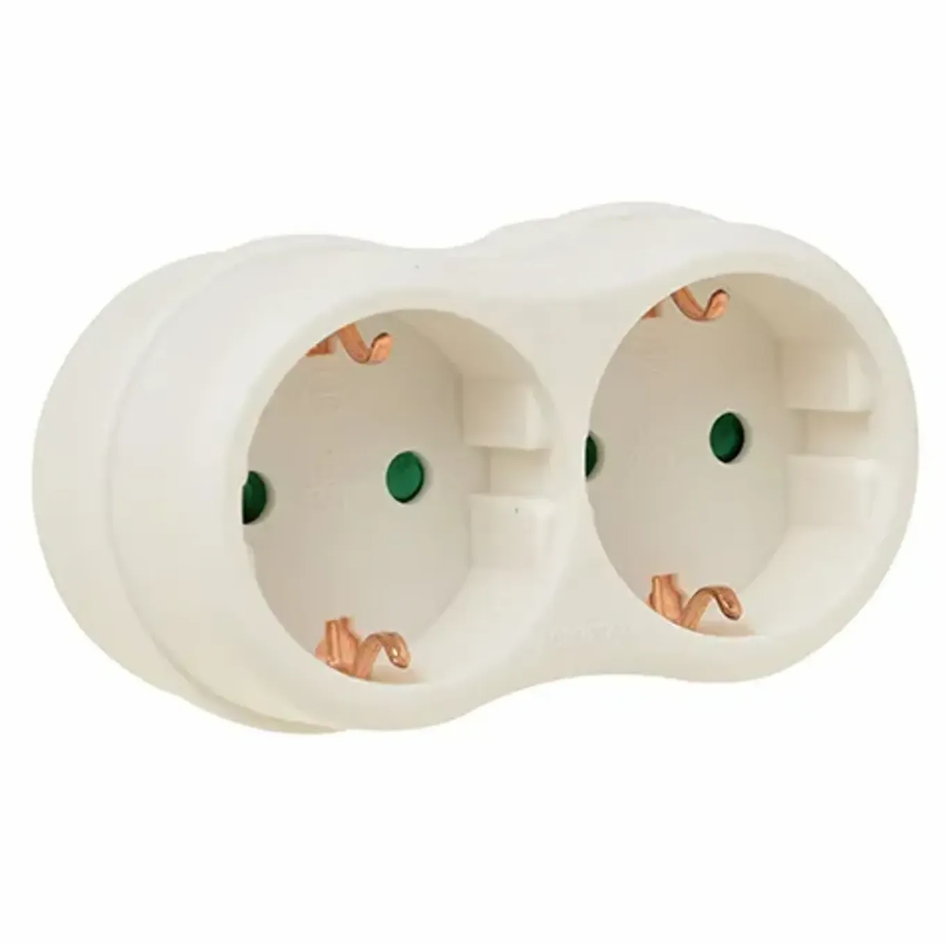Stopcontact Splitter 2 Voudig Wit Horizontaal Met Randaarde - 41259