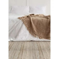 Storesdeco Natuurlijke Bamboe Vloerkleed, Antislip – Grijs Beige, 80x150cm