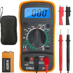 Strex Digitale Multimeter - Ac / Dc - Incl. 9v Batterij, Klemtangen & Opberghoes - Multi Meter