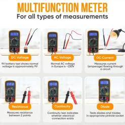 Strex Digitale Multimeter - Ac / Dc - Incl. 9v Batterij, Klemtangen & Opberghoes - Multi Meter