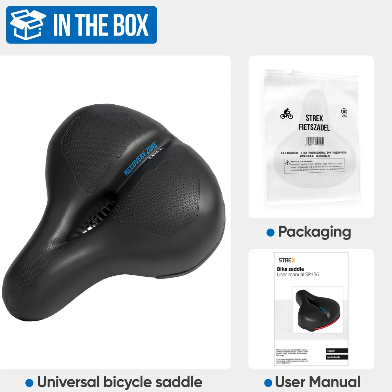 Strex Fietszadel - Unisex - Extra Comfortabel - Ventilerend