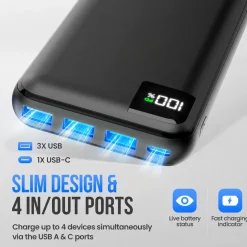Strex Powerbank - 27.000 Mah - 22.5w Snellader - Usb-a/usb-c - O.a. Voor Iphone/samsung