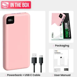 Strex Powerbank Roze - 27.000 Mah - 22.5w Snellader - Usb-a/usb-c - O.a. Voor Iphone/samsung