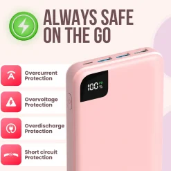 Strex Powerbank Roze - 27.000 Mah - 22.5w Snellader - Usb-a/usb-c - O.a. Voor Iphone/samsung