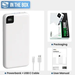 Strex Powerbank Wit - 27.000 Mah - 22.5w Snellader - Usb-a/usb-c - O.a. Voor Iphone/samsung
