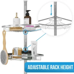 Strex Telescopisch Doucherek Rvs - Verstelbaar 70-275 Cm - 4 Mandjes - Zonder Boren/schroeven