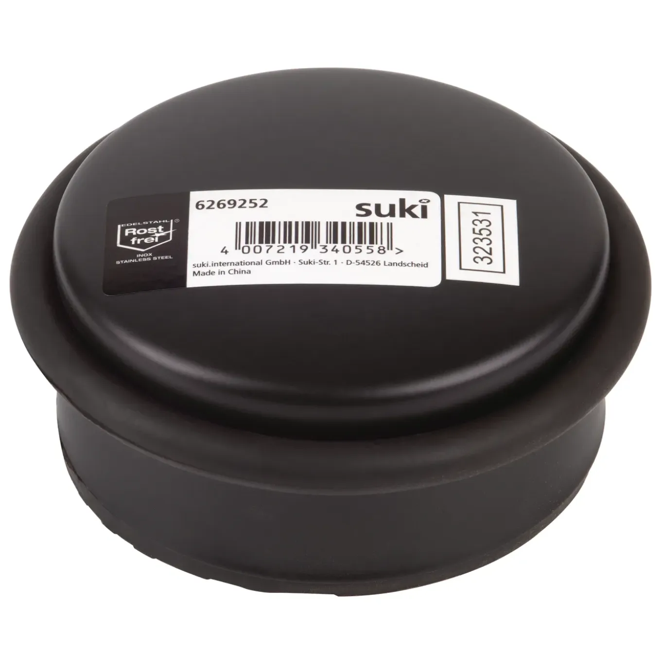 Suki deurstopper - zwart - rvs - diameter 105mm, hoogte 45mm