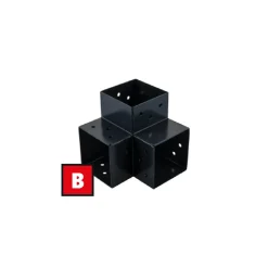 Suki Hoekverbinder 3D - 90 Graden - 3 Aansluitingen - Verzinkt Staal - Antraciet - 91x91mm - Type B