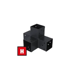 Suki T-verbinder Hout - 4 Aansluitingen - Verzinkt Staal - Antraciet - 71x71mm - Type H