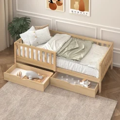 Sunny Isa Kinderbed Van Hout - Kajuitbed Met 2 Lades - Zonder Matras - 206x98cm