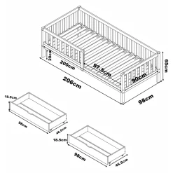 Sunny Isa Kinderbed Van Hout - Kajuitbed Met 2 Lades - Zonder Matras - 206x98cm