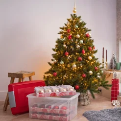 Sunware Nesta Kerst Opbergbox 60l Met Trays Voor 60 Kerstballen Transparant Rood