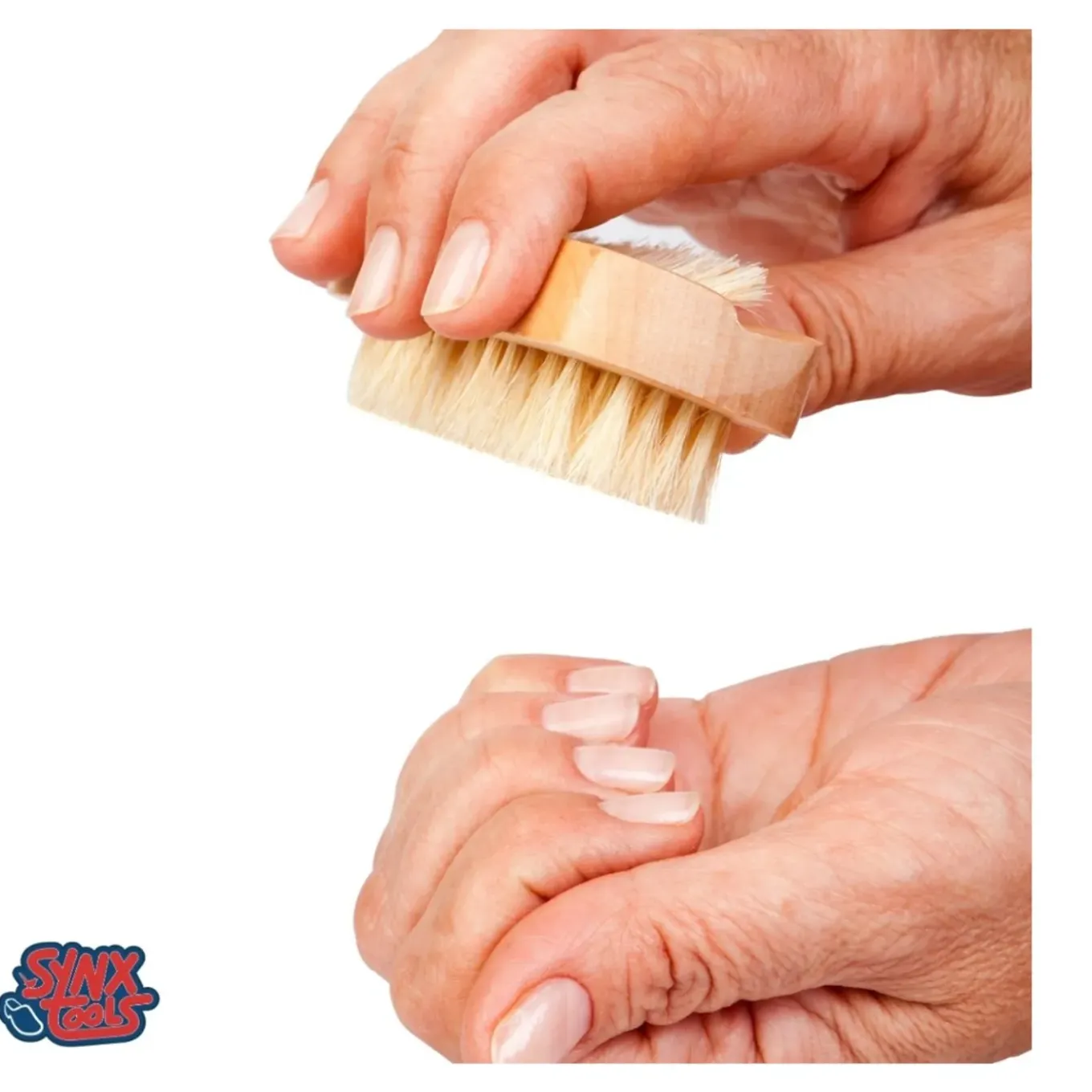 Synx Tools Nagelborstel hout set van 2 stuks - schrobborstels -schrobbezem - Voordeelverpakking