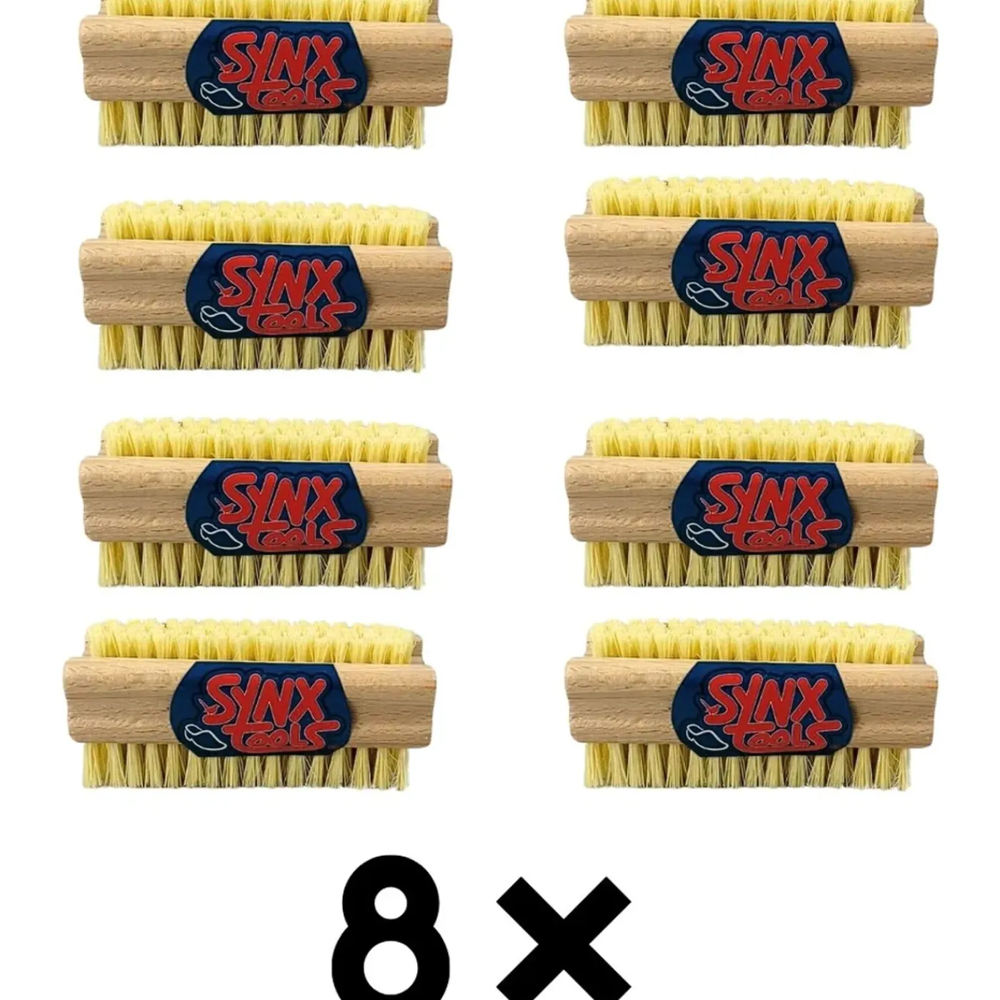 Synx Tools Nagelborstel hout set van 8 stuks - schrobborstels - nagel borstel- Voordeelverpakking