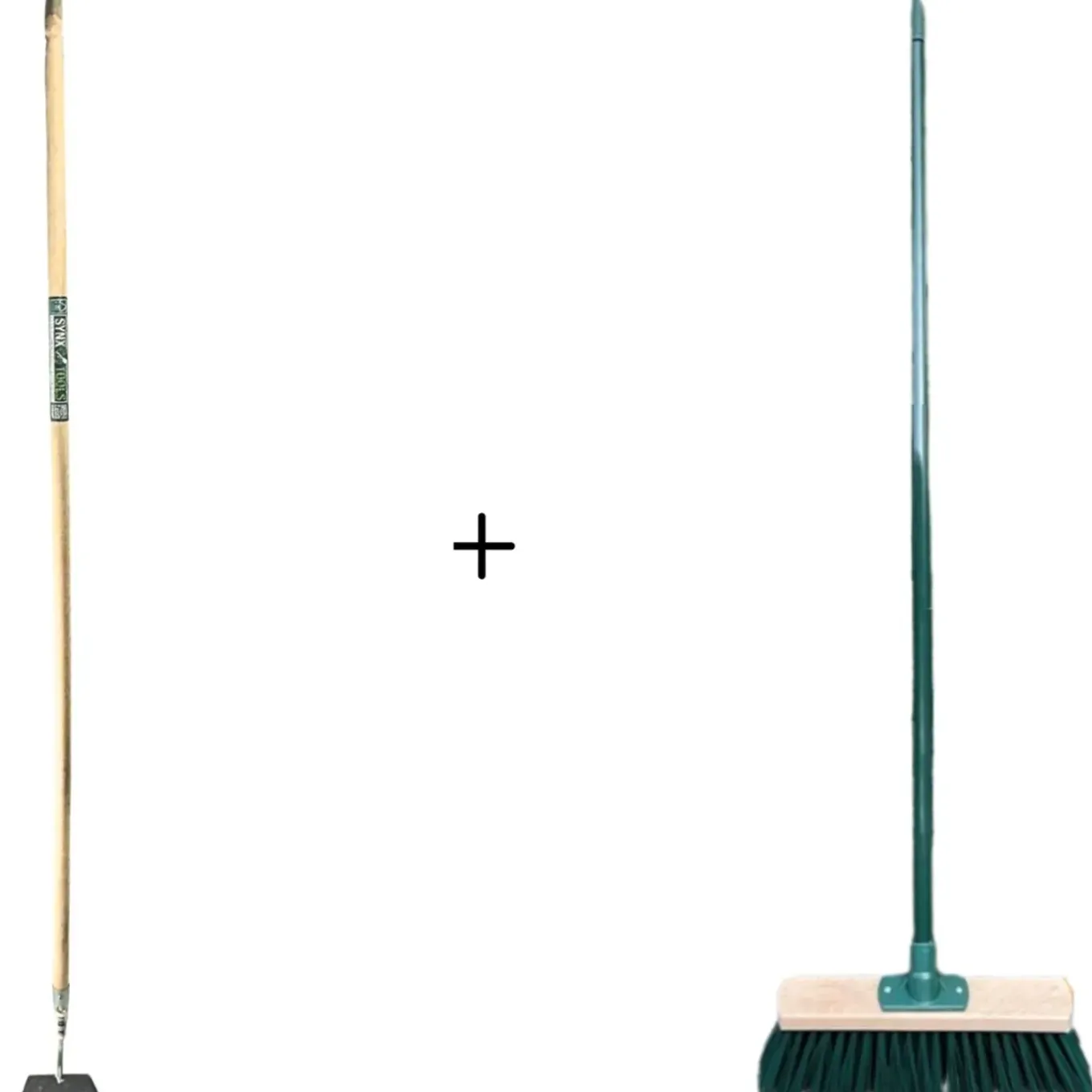 Synx Tools rechte schoffel 16cm + Buiten Bezem Groen-Schoffel-170cm staal met Hilt- Met Steel 117 cm