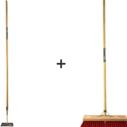 Synx Tools Rechte Schoffel 18 cm +Nylon Straatbezem 50cm - 160cm Staal met Handvat - Schoffel