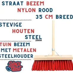 Synx Tools Tuinhark 8 Tanden + Nylon Straatbezem 35 Cm Met Houten Steel 150 Cm