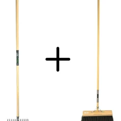 Synx Tools Tuinhark 8 Tanden + Straatbezem 40 Cm Met Steel 150 Cm – Duurzaam Tuingereedschap