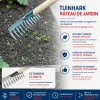 Synx Tools Tuinhark 12 Tanden Verzinkt + Nylon Straatbezem 60 Cm –– Hark Steel Buitenbezem 150 Cm