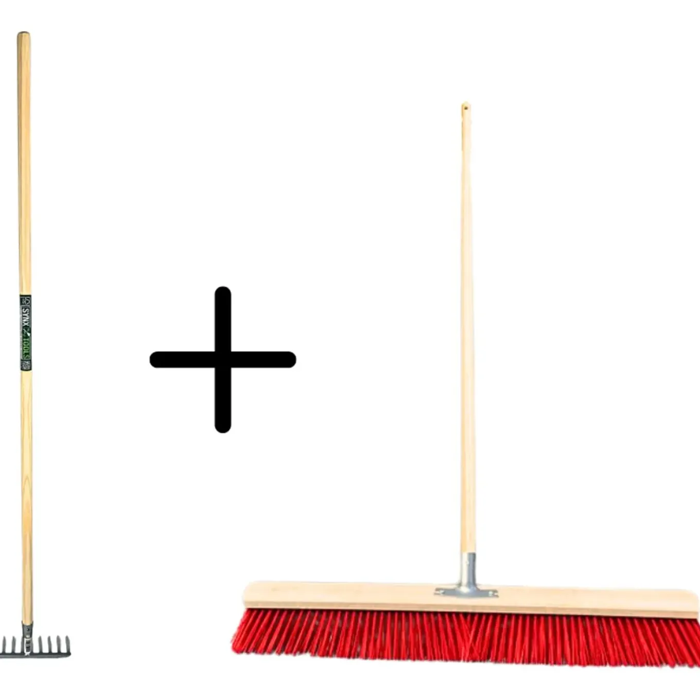 Synx Tools Tuinhark 10 Tanden verzinkt + Nylon Stal Straatbezem 80 cm