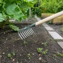 Synx Tools Tuinhark 8 Tanden Verzinkt + Nylon Prof Gemeente Bezem 45 Cm –hark Met Steel 150 Cm