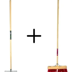 Synx Tools Tuinhark 12 Tanden verzinkt + Nylon Prof Gemeente bezem 45 cm