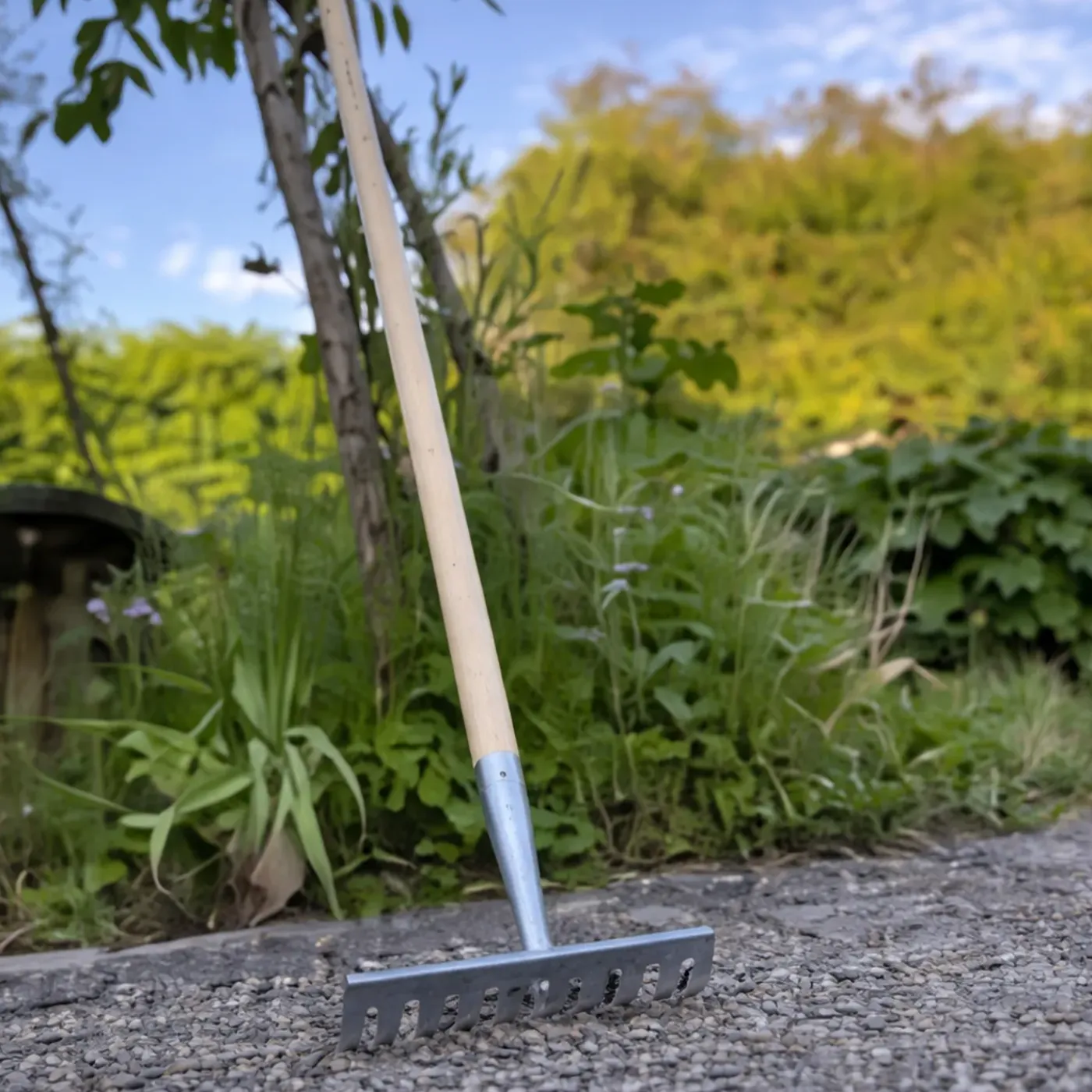 Synx Tools Tuinhark 8 Tanden Verzinkt + Nylon Straatbezem 50 Cm – – Hark Met Steel 150 Cm