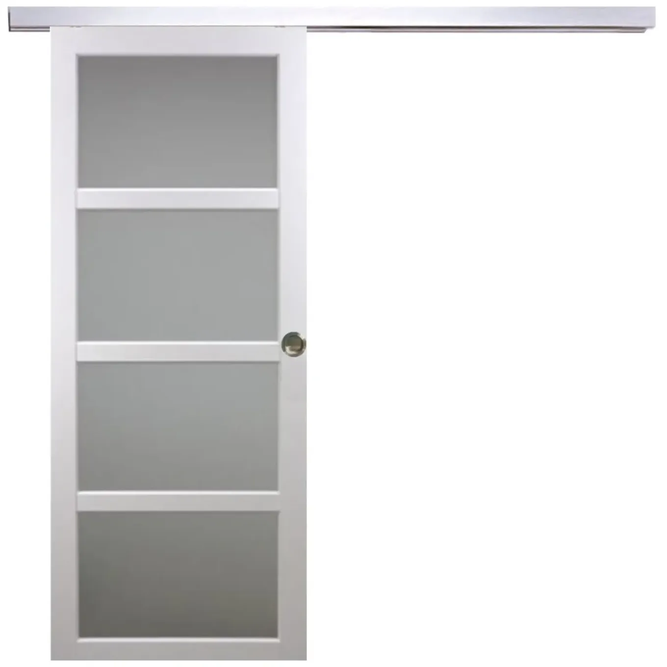 Tana Witte Glazen Schuifdeur H204 X L83 + Aluminium Rail En 2 Schelpen
