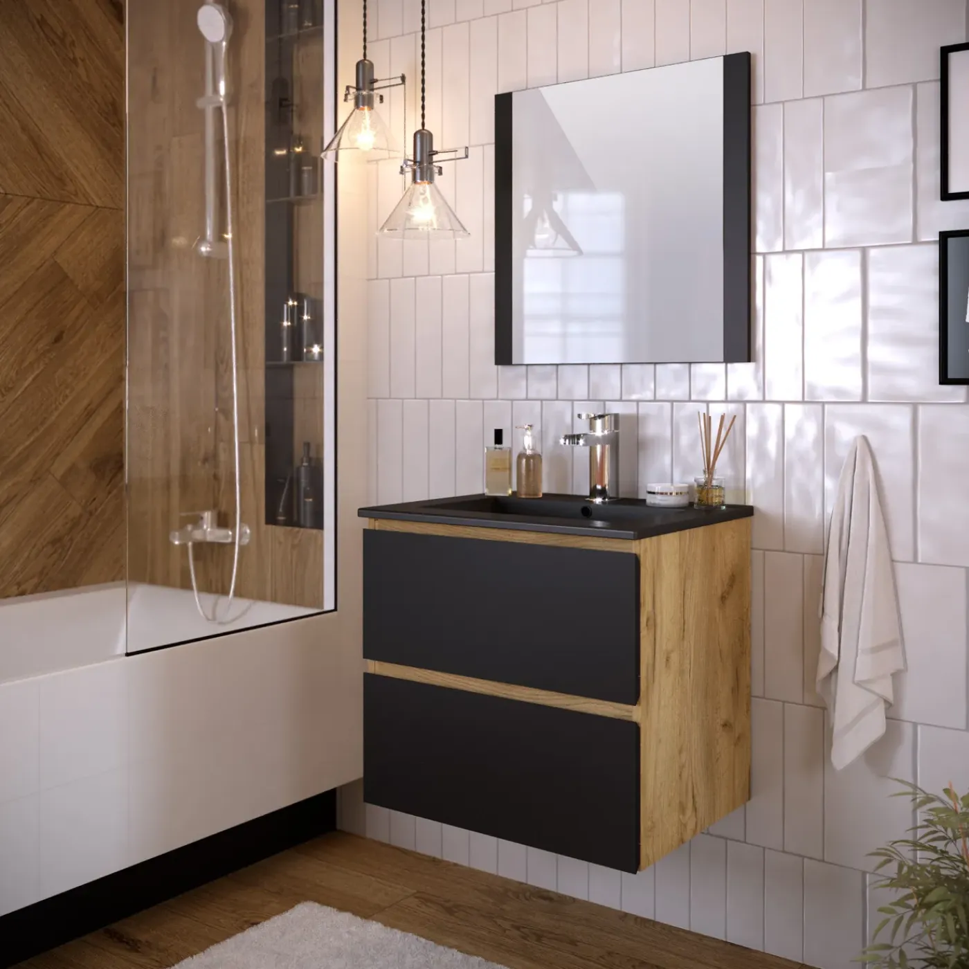 Overig T-Bath Badkamermeubelset Milenio 60cm eiken zwart