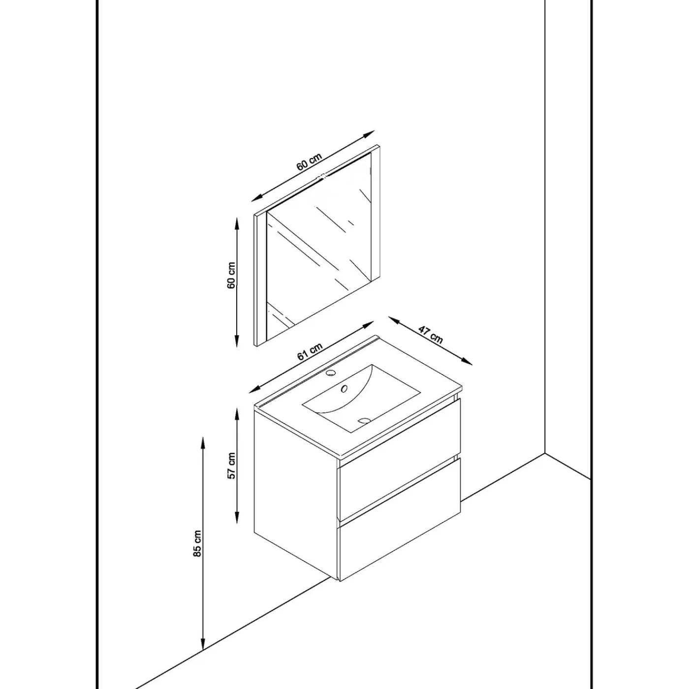 Overig T-Bath Badkamermeubelset Milenio 60cm eiken zwart