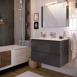 T-Bath badmeubelset Milenio 80cm grijs glanzend