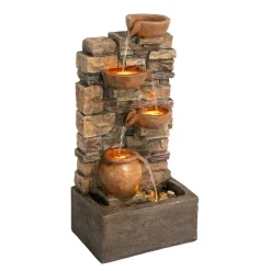 Teamson Home - Cascadefontein - 4 Niveaus - Bruin - Led - Tuin Buiten