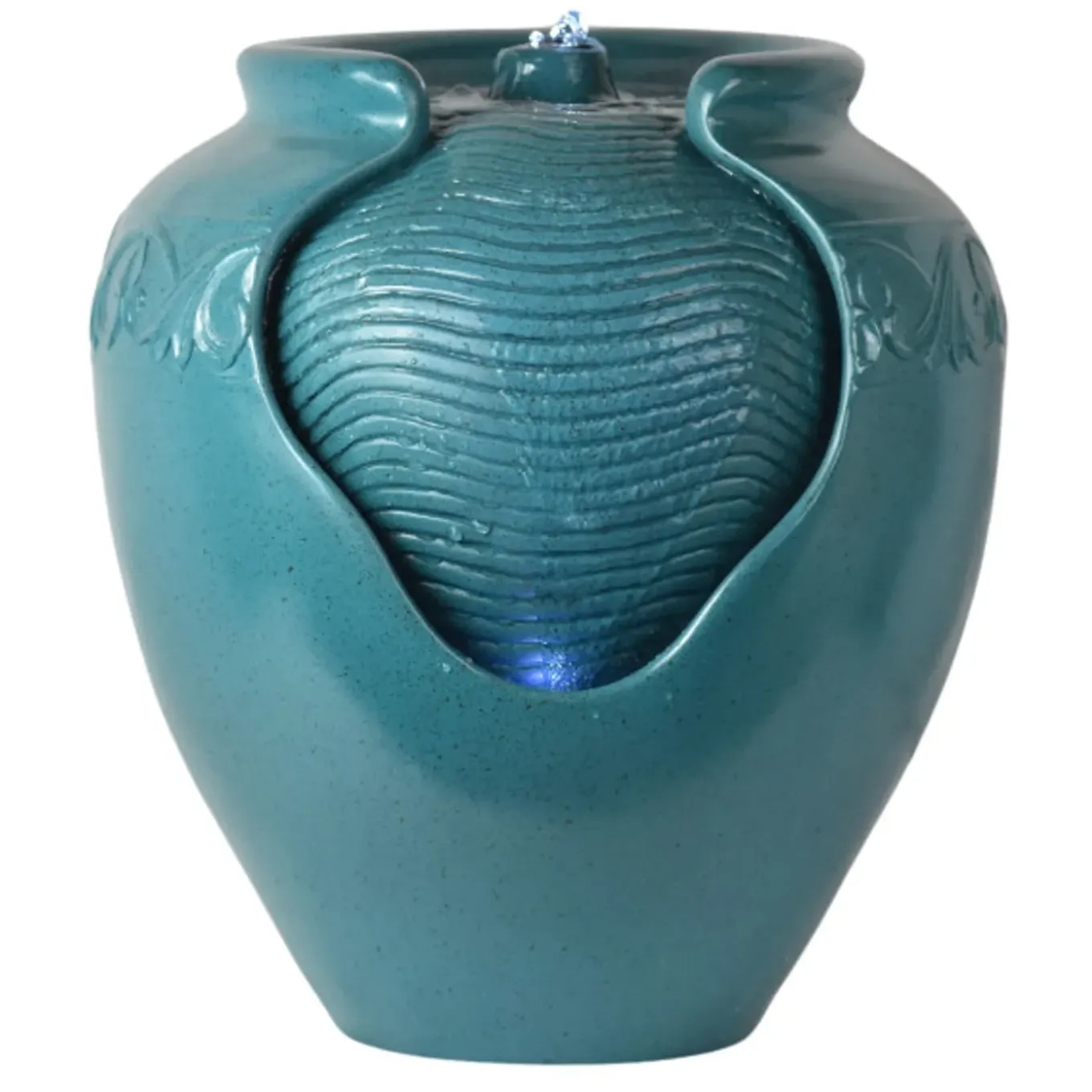 Teamson Home - Geglazuurde Pot Fontein - Led - Blauw Groen - Buiten