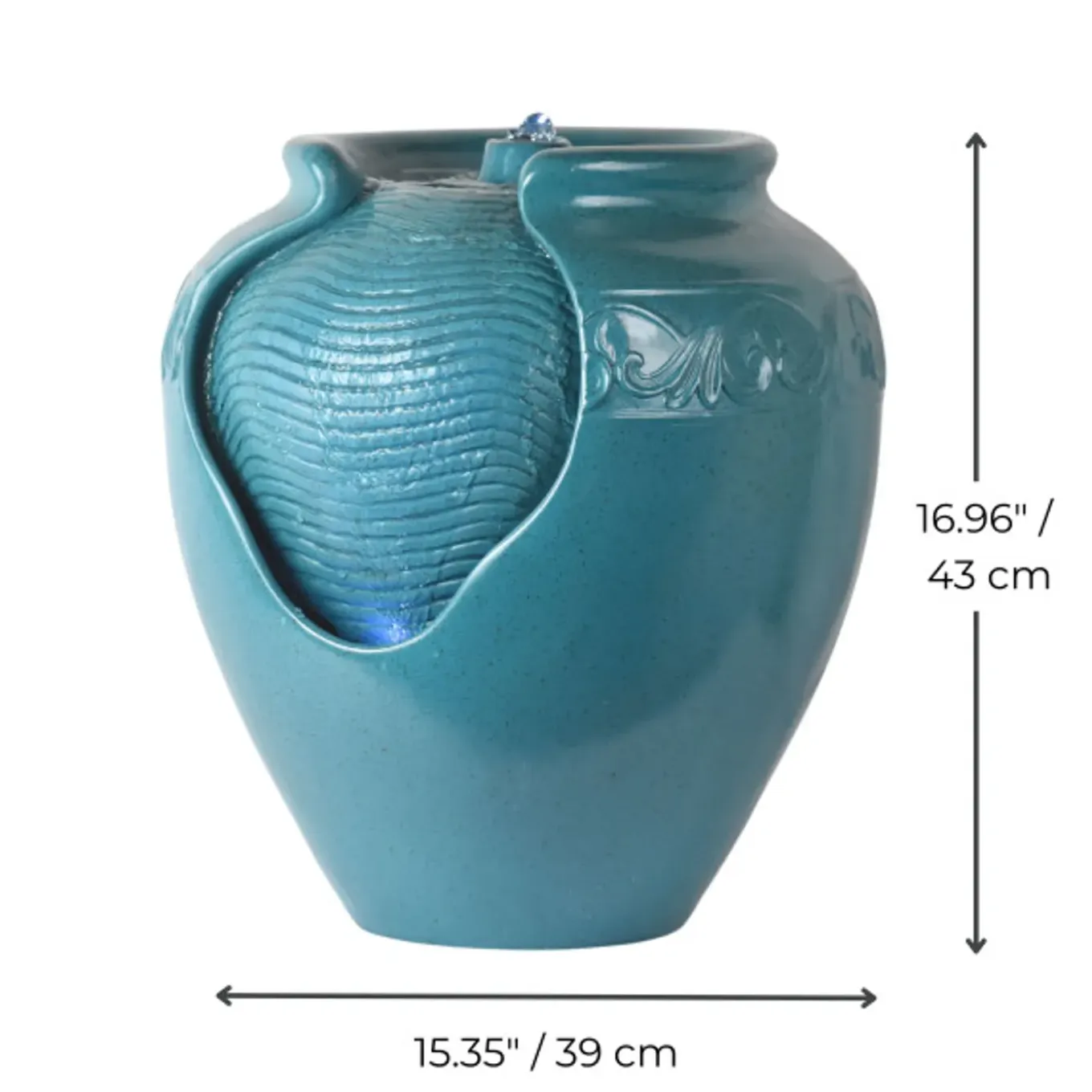 Teamson Home - Geglazuurde Pot Fontein - Led - Blauw Groen - Buiten