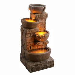 Teamson Home Waterornament 201601ptb-eu Cascadekom Met 4 Niveaus Bruin