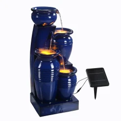 Teamson Home Waterornament Rj-23062n Kom Met 4 Niveaus Zonne-energie Marineblauw