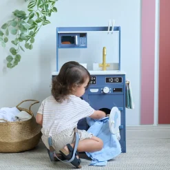 Teamson Kids - Blauwe Houten Speelkeuken Little Chef - Gootsteen, Tuin, Accessoires