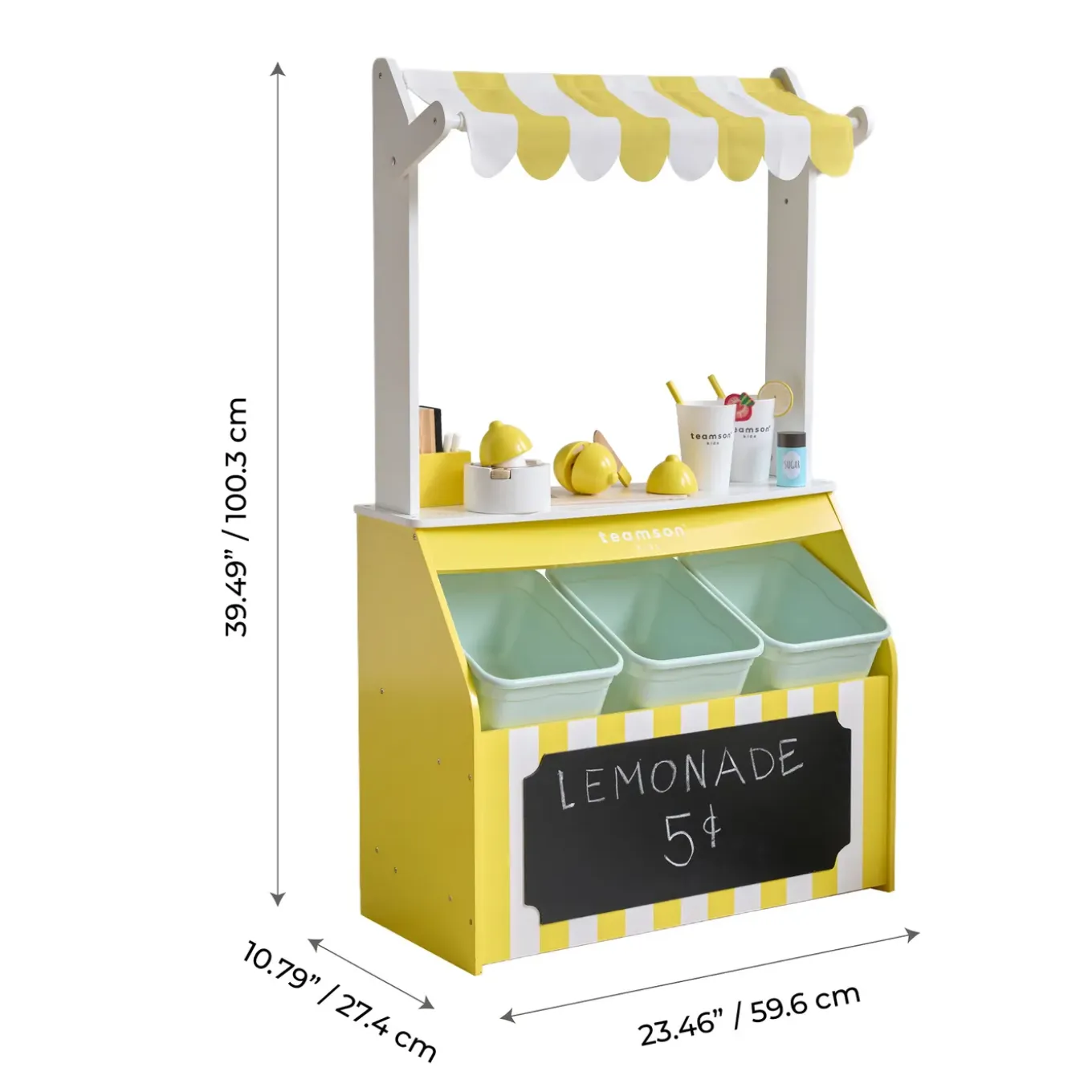 Teamson Kids - Houten Limonadekraam Sunny Citrus - 18 Accessoires, Geluiden, Rollenspel