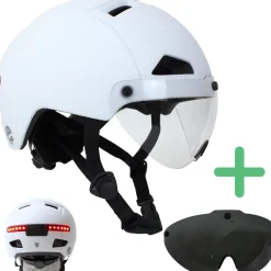Technosafety Speed Pedelec Helm Wit Met Vizier En Verlichting - Nta 8776 - Maat L 58-61 Cm
