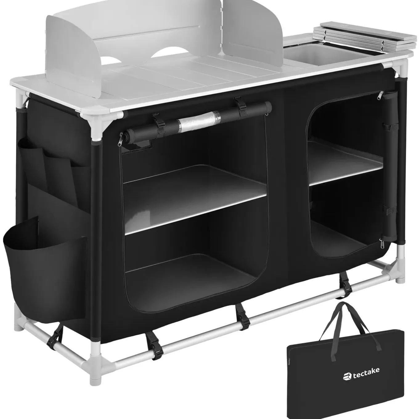 Tectake Aluminium Kampeerkeuken 116 X 52 X 107 Cm - Zwart