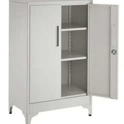 Tectake Archiefkast Grijs - 3 Verstelbare Vakken - 2 Deuren Met Slot - 60x40x100cm