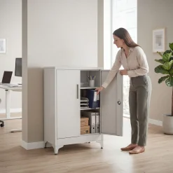 Tectake - Archiefkast - Staal - Grijs - 3 Verstelbare Vakken - Met Slot - 60x40x100cm