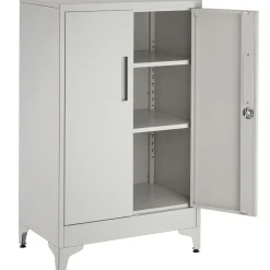 Tectake - Archiefkast - Staal - Grijs - 3 Verstelbare Vakken - Met Slot - 60x40x100cm
