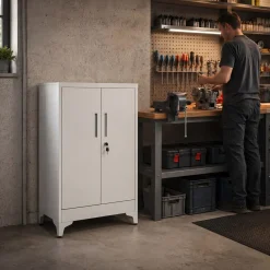 Tectake - Archiefkast - Staal - Grijs - 3 Verstelbare Vakken - Met Slot - 60x40x100cm