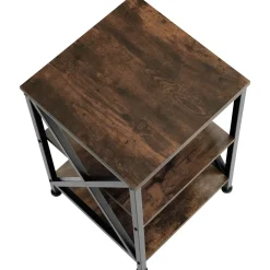 Tectake Bijzettafel Nottingham 40,5x40,5x60,5cm - Industrieel Hout Donker - Rustiek